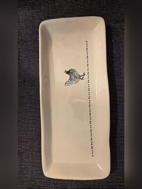 Hen Pattern Rectangular Ceramic Bread and Cheese Serving Platter